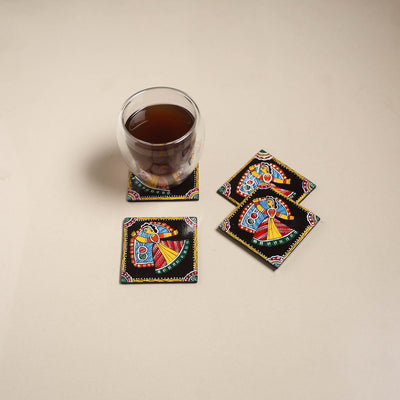 Tikuli art handpainted wooden coasters (set of 4) 08