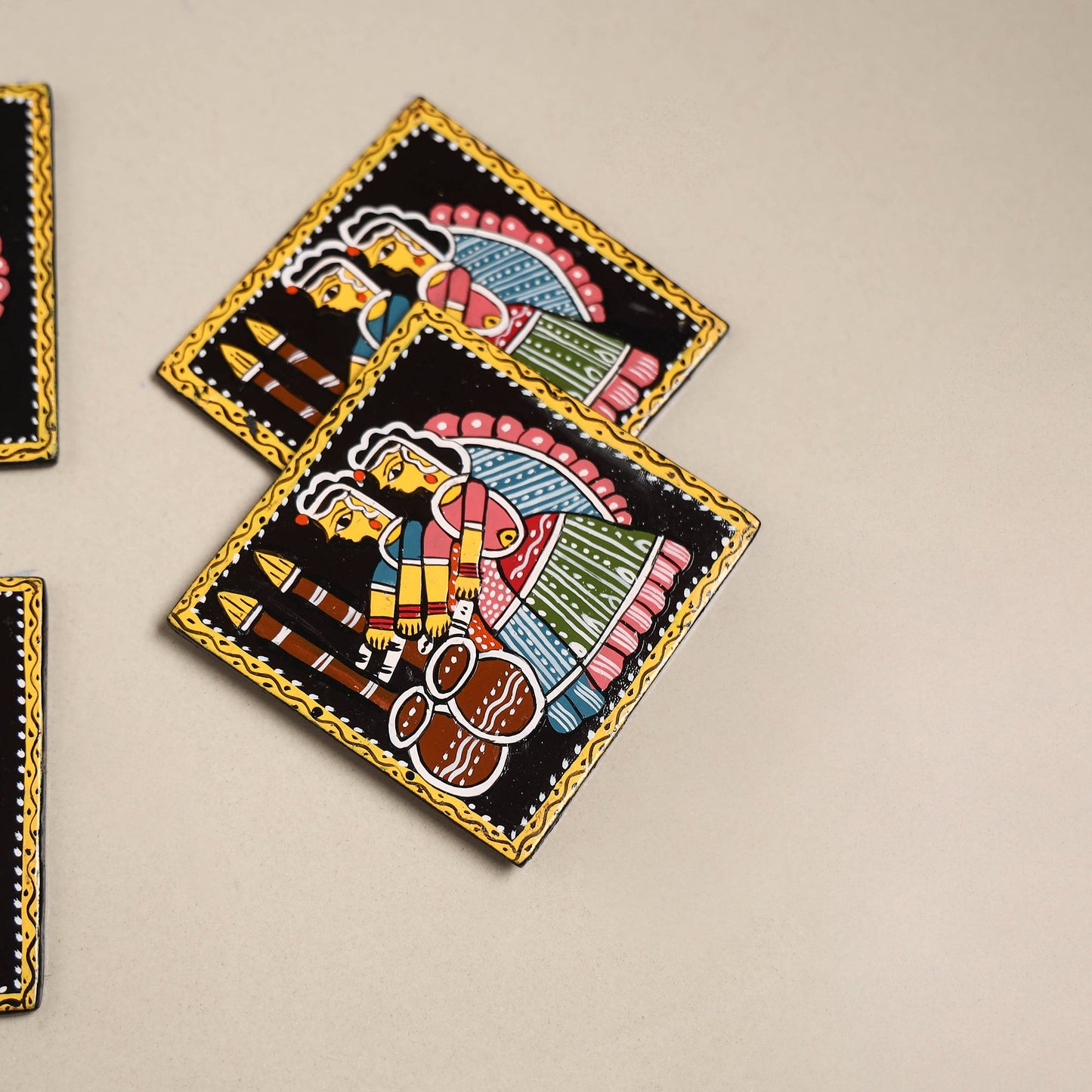Tikuli art handpainted wooden coasters (set of 4) 10