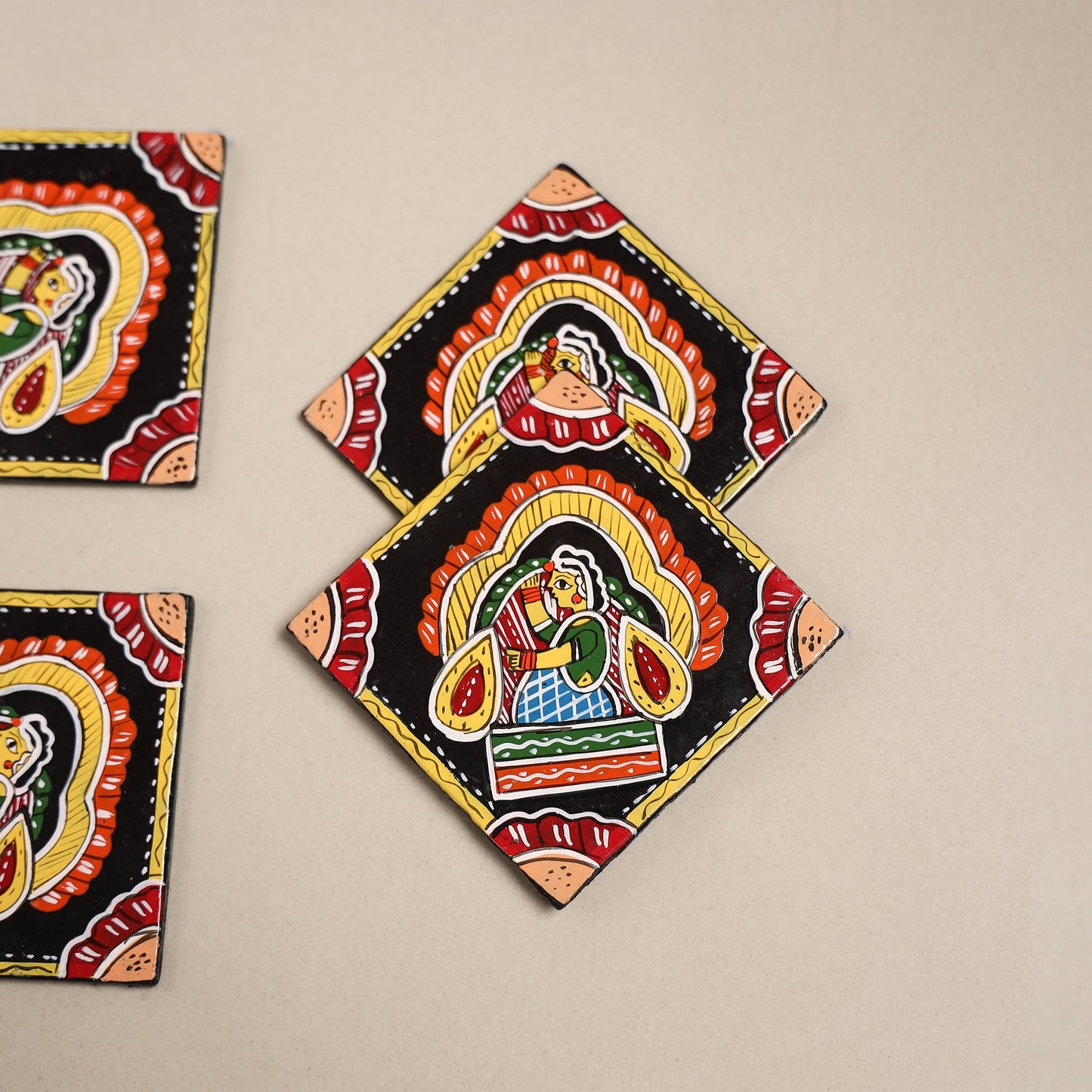 Tikuli art handpainted wooden coasters (set of 4) 12