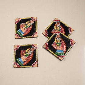 Tikuli art handpainted wooden coasters (set of 4) 15