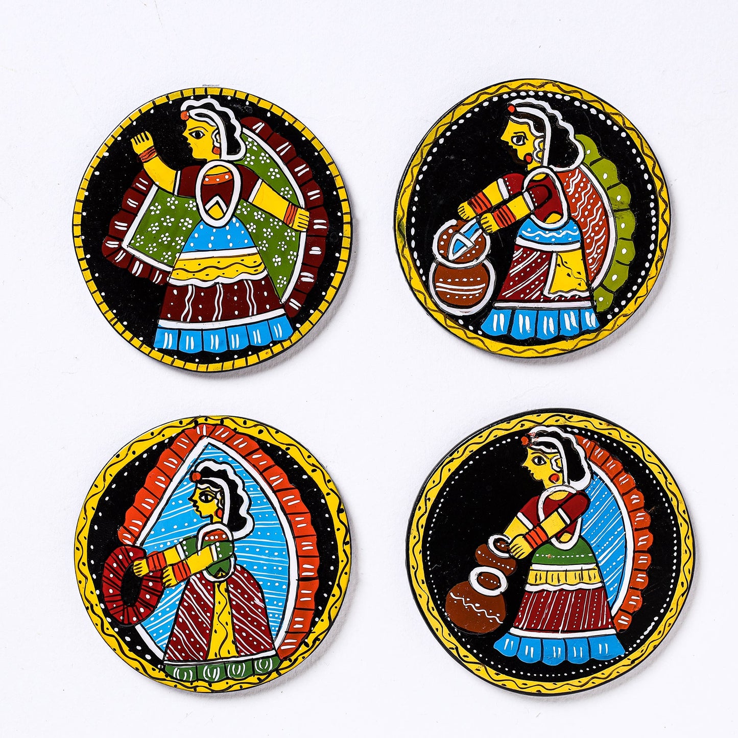  Tikuli Art Handpainted Wooden Coasters (Set of 4) 