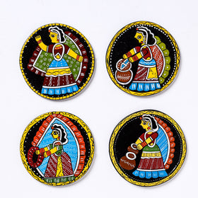  Tikuli Art Handpainted Wooden Coasters (Set of 4) 