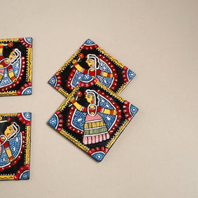 Tikuli art handpainted wooden coasters (set of 4) 17