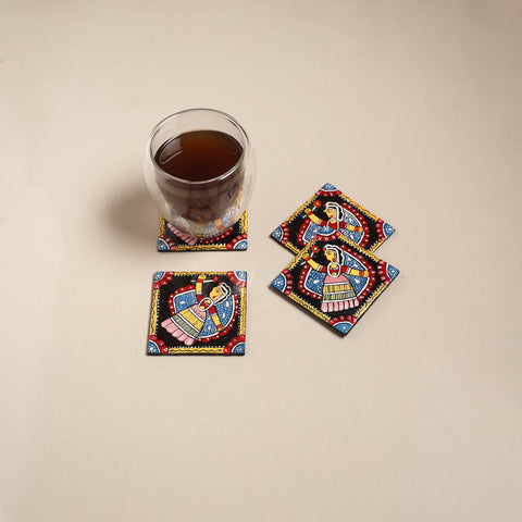 Tikuli art handpainted wooden coasters (set of 4) 17