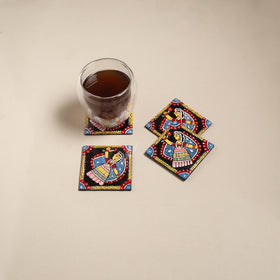 Tikuli art handpainted wooden coasters (set of 4) 17
