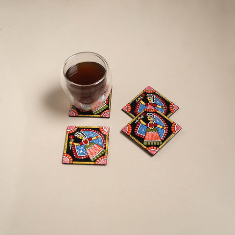 Tikuli art handpainted wooden coasters (set of 4) 18