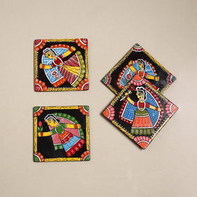 Tikuli art handpainted wooden coasters (set of 4) 19