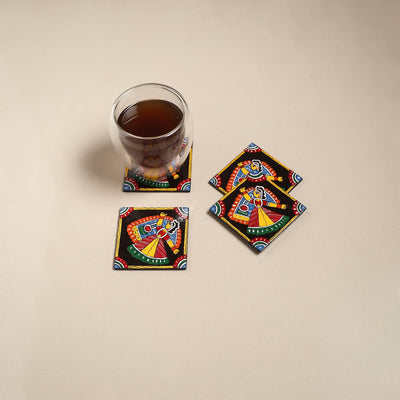 Tikuli art handpainted wooden coasters (set of 4) 20
