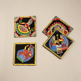 Tikuli art handpainted wooden coasters (set of 4) 23