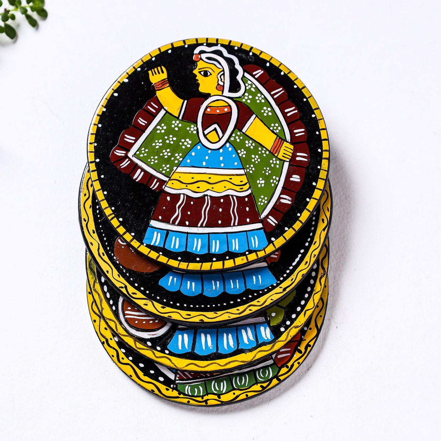  Tikuli Art Handpainted Wooden Coasters (Set of 4) 