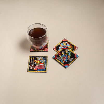 Tikuli art handpainted wooden coasters (set of 4) 25
