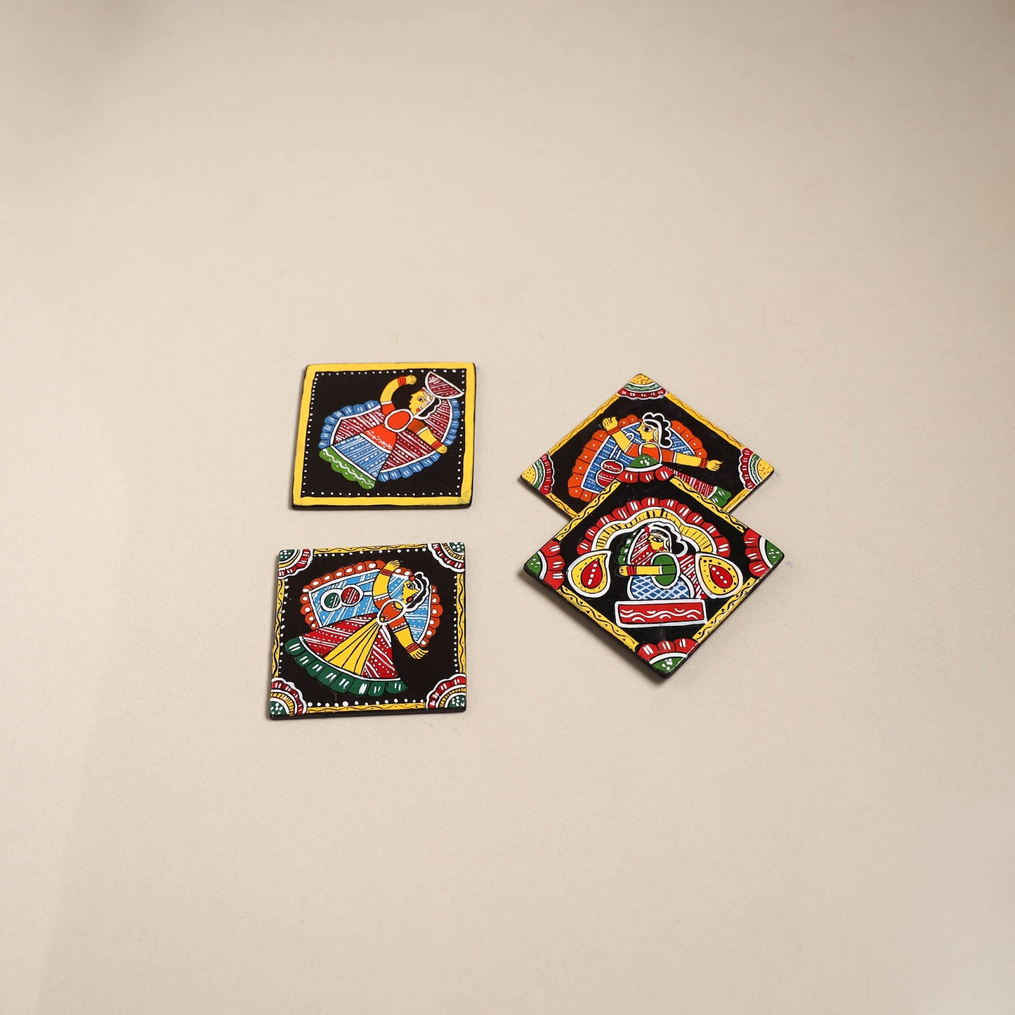 Tikuli art handpainted wooden coasters (set of 4) 26