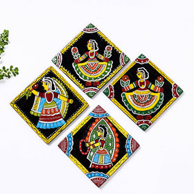  Tikuli Art Handpainted Wooden Coasters (Set of 4) 