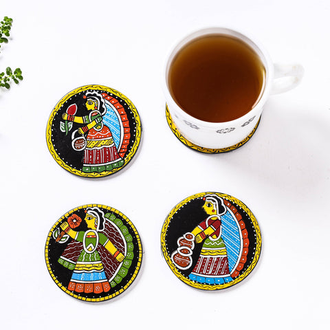  Tikuli Art Handpainted Wooden Coasters (Set of 4) 