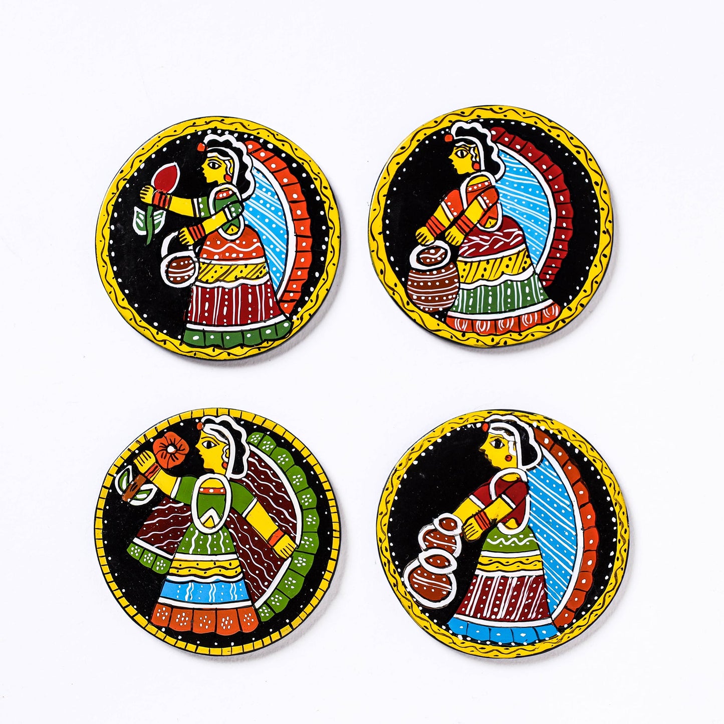  Tikuli Art Handpainted Wooden Coasters (Set of 4) 