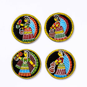  Tikuli Art Handpainted Wooden Coasters (Set of 4) 