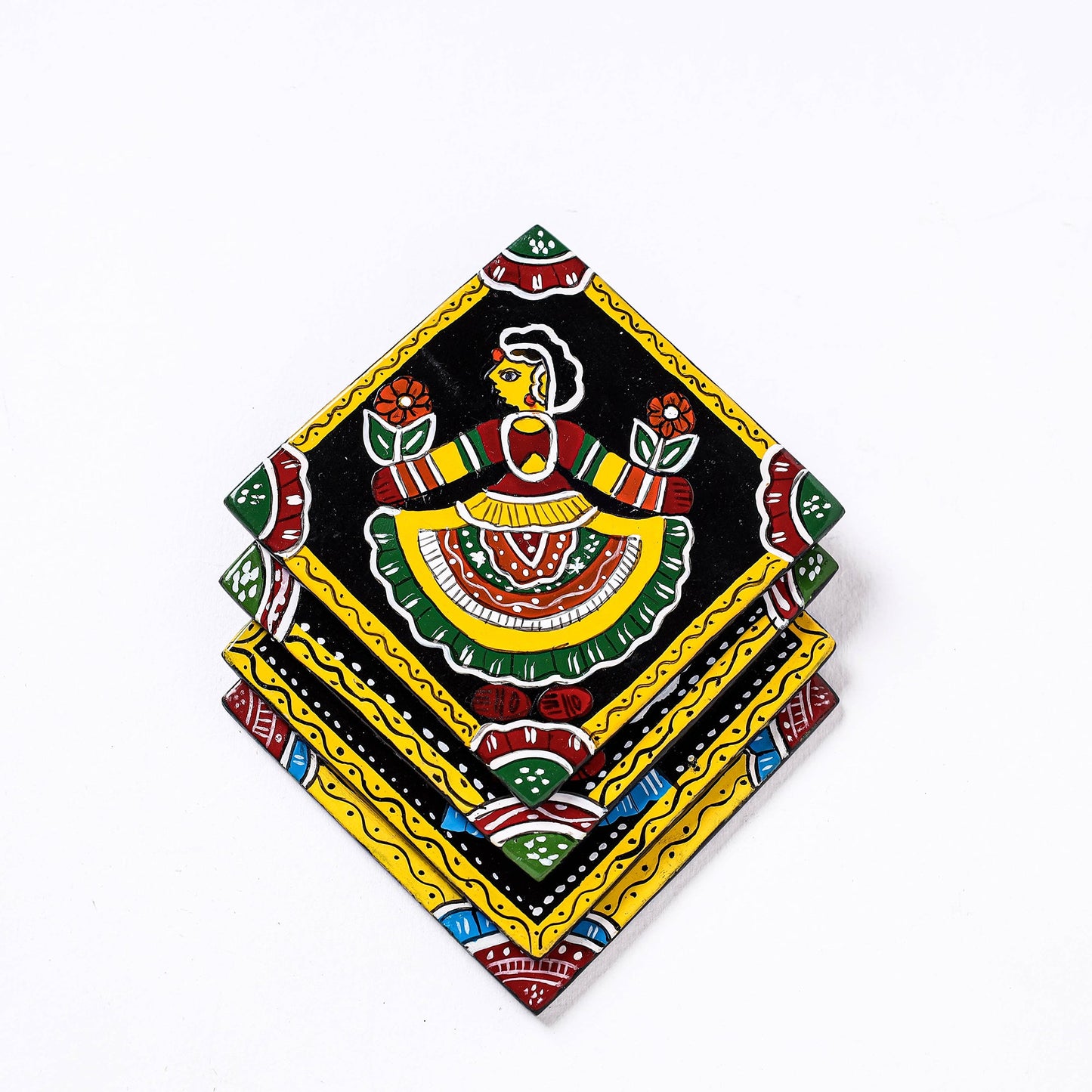  Tikuli Art Handpainted Wooden Coasters (Set of 4) 