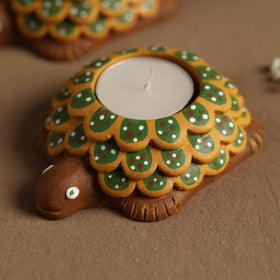  Flower - Handpainted Clay Candle Holders (Set of 2) Online in India l iTokri.com 