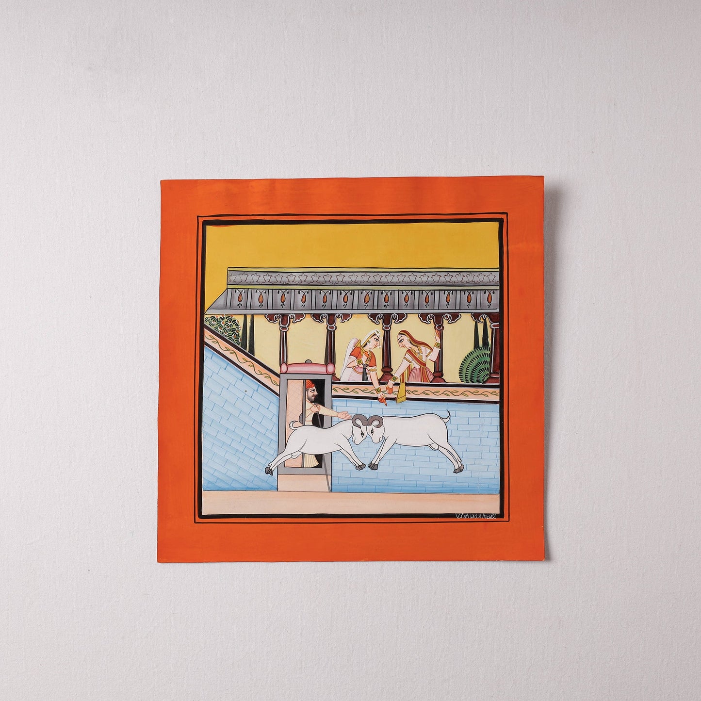  Traditional Basohli Painting by Vishwasthali (12 x 11 in)  Online in India 