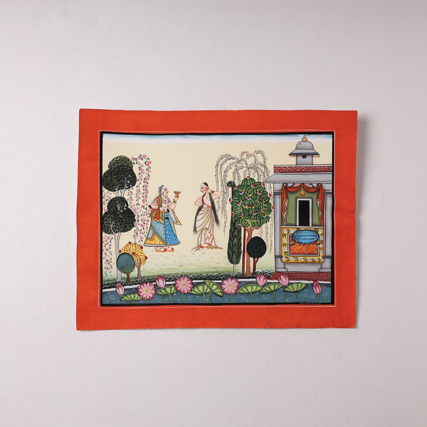  Traditional Basohli Painting by Vishwasthali (12 x 11 in)  Online in India 