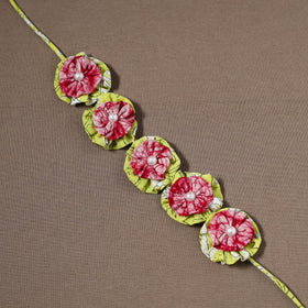  Traditional Handmade Fabart Hara Gulmohar Gajra	