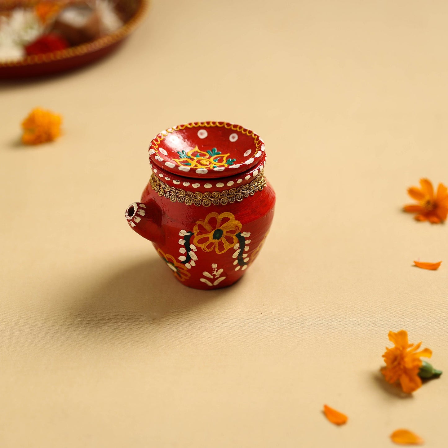  Traditional Handpainted Clay Karwa Chauth Pooja Kalash 