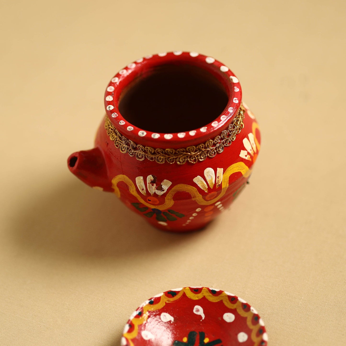  Traditional Handpainted Clay Karwa Chauth Pooja Kalash 