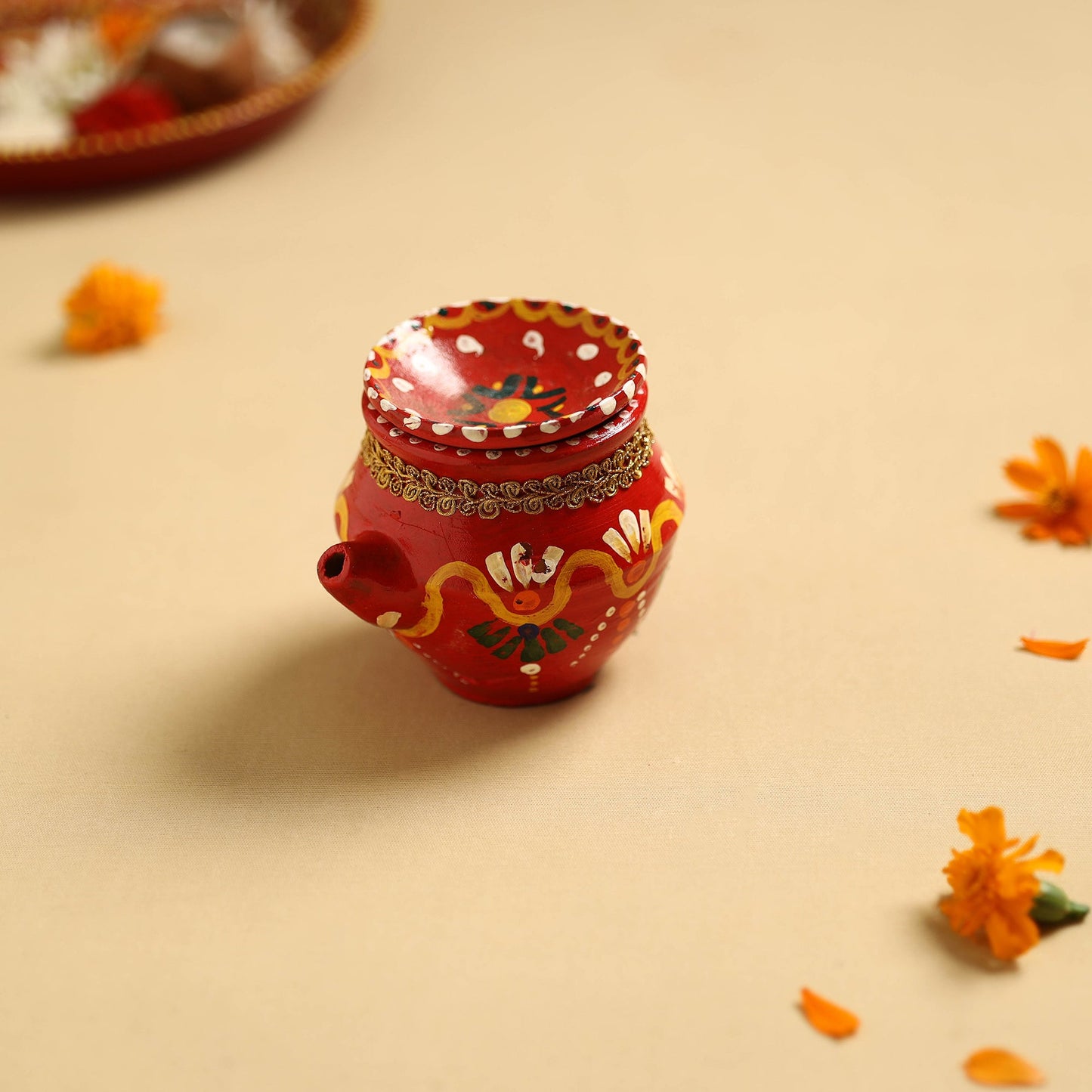  Traditional Handpainted Clay Karwa Chauth Pooja Kalash 