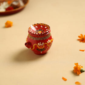  Traditional Handpainted Clay Karwa Chauth Pooja Kalash 