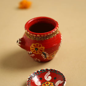  Traditional Handpainted Clay Karwa Chauth Pooja Kalash 