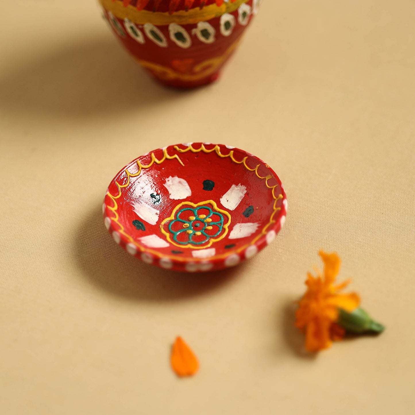  Traditional Handpainted Clay Karwa Chauth Pooja Kalash 
