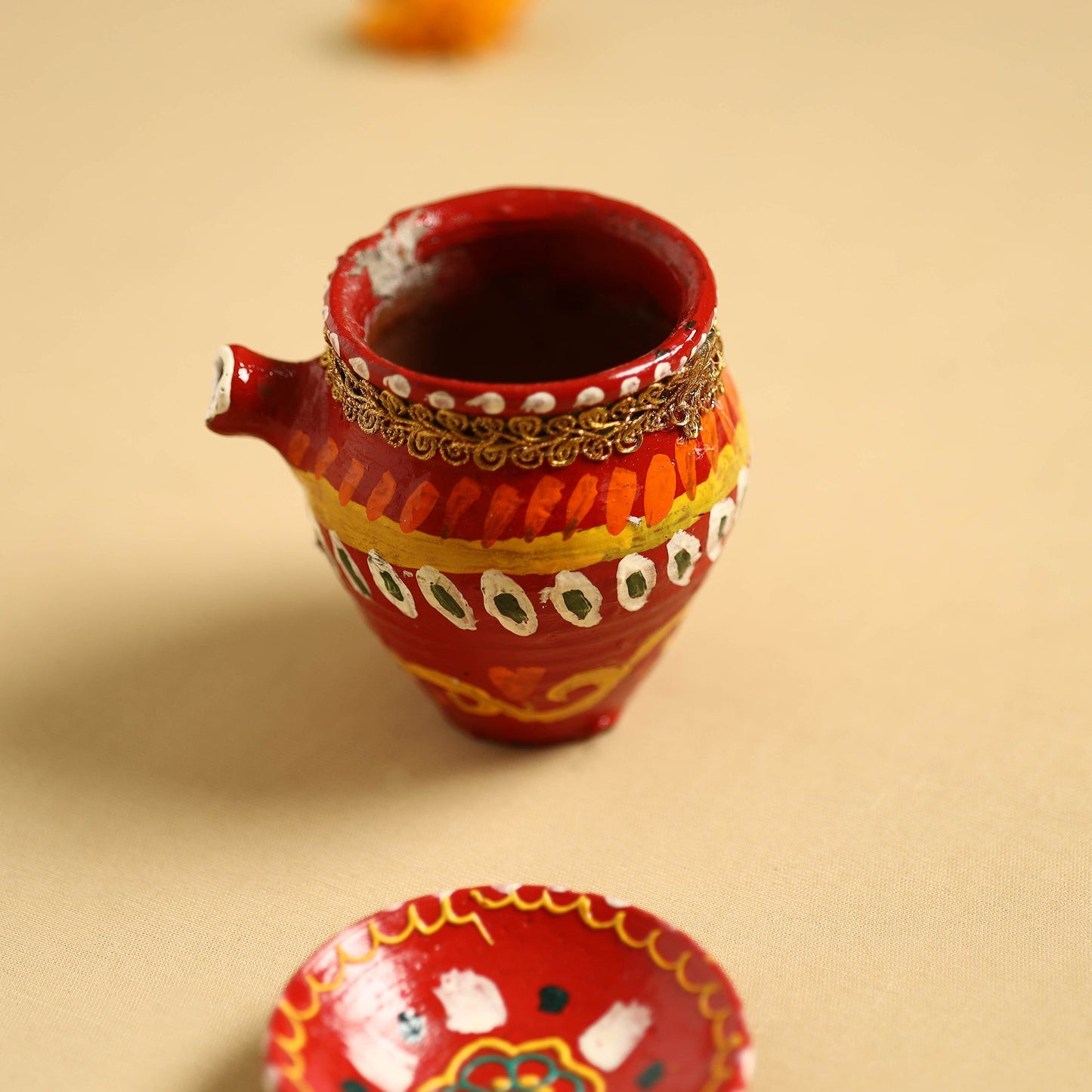  Traditional Handpainted Clay Karwa Chauth Pooja Kalash 