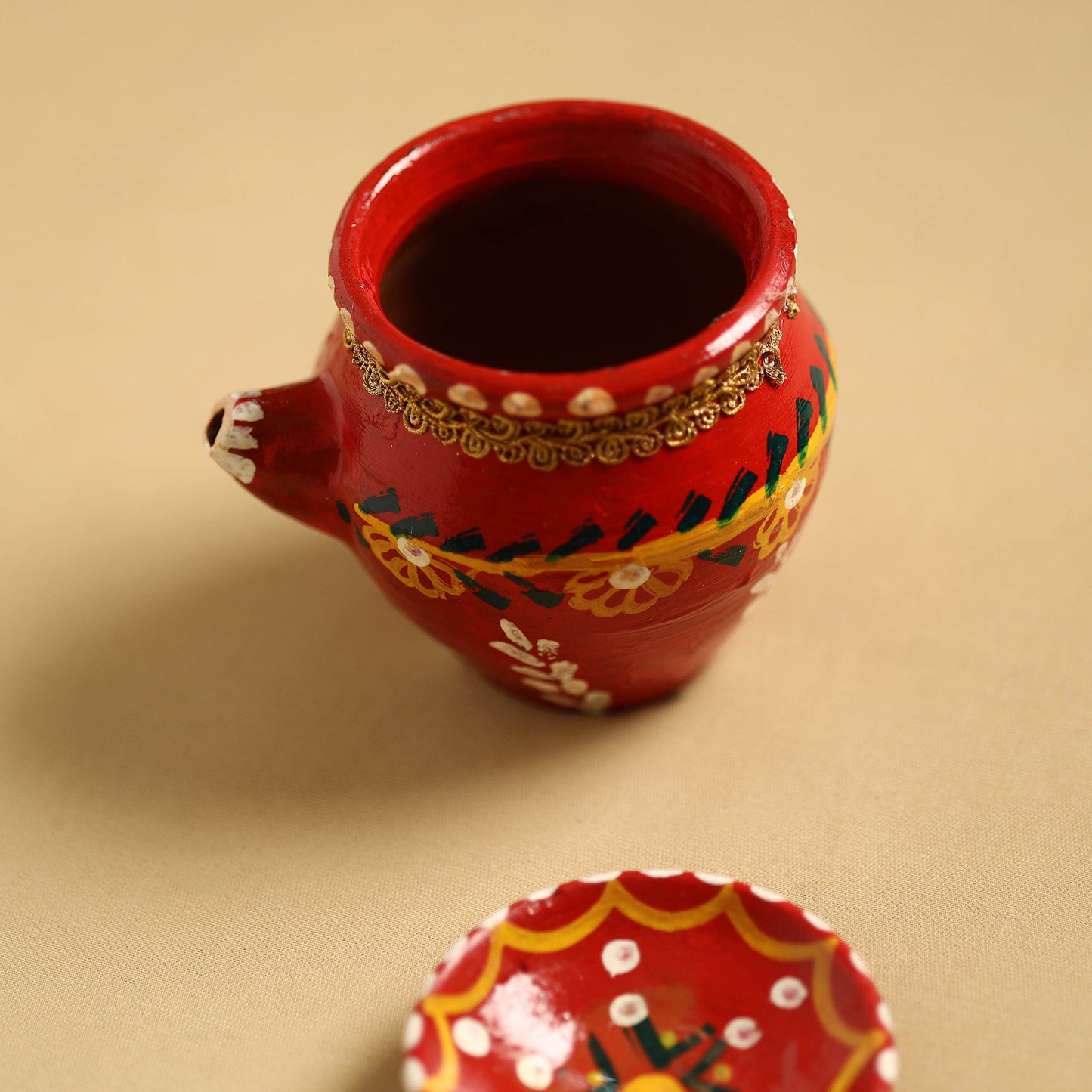  Traditional Handpainted Clay Karwa Chauth Pooja Kalash 