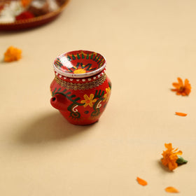  Traditional Handpainted Clay Karwa Chauth Pooja Kalash 