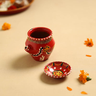  Traditional Handpainted Clay Karwa Chauth Pooja Kalash 