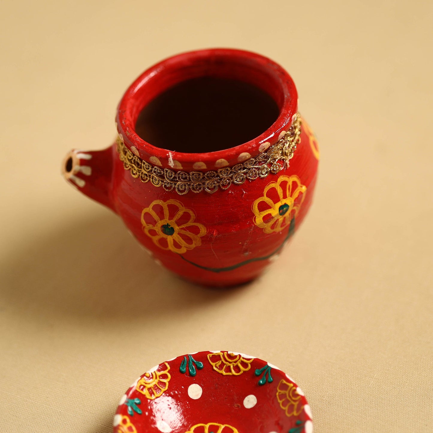 Traditional Handpainted Clay Karwa Chauth Pooja Kalash 