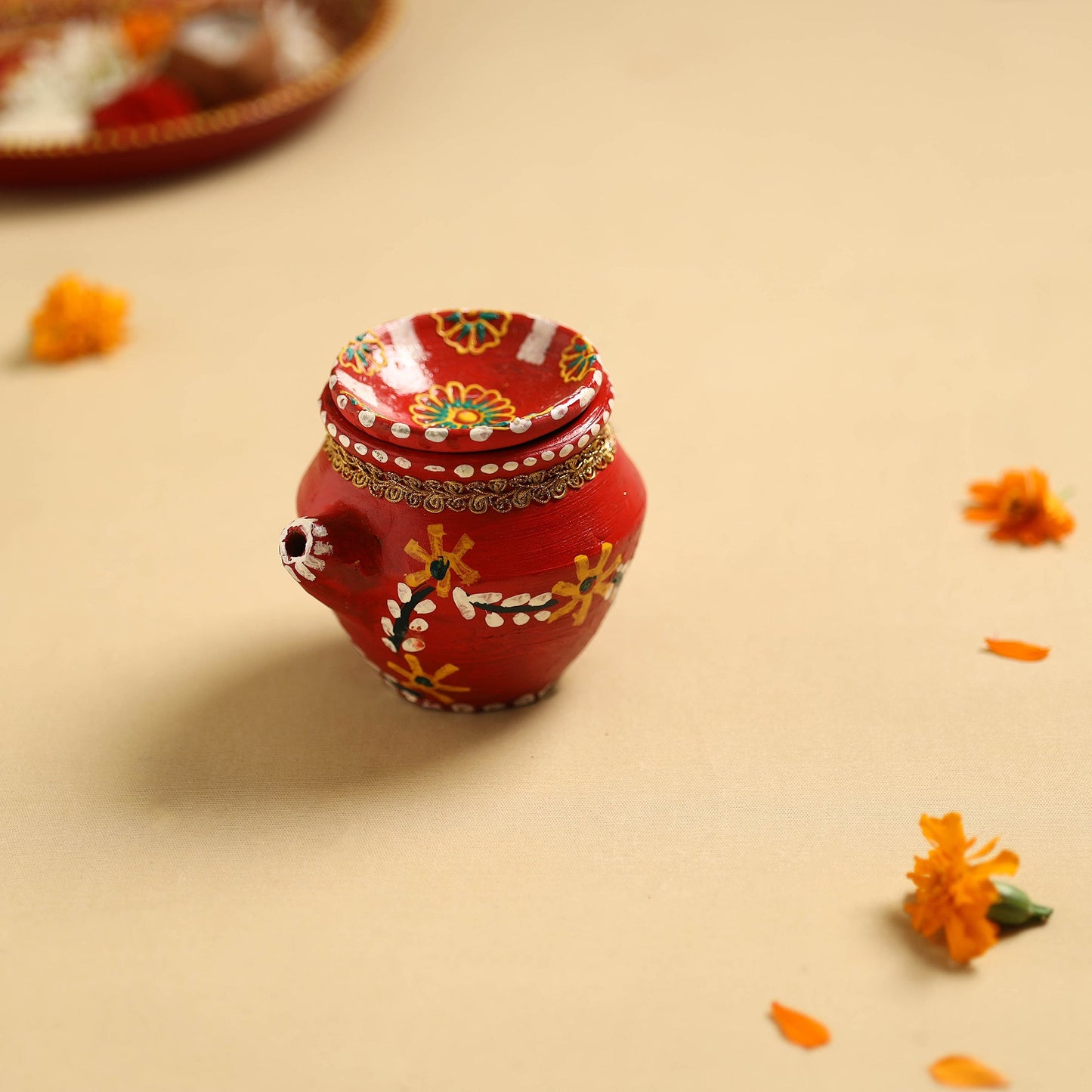  Traditional Handpainted Clay Karwa Chauth Pooja Kalash 