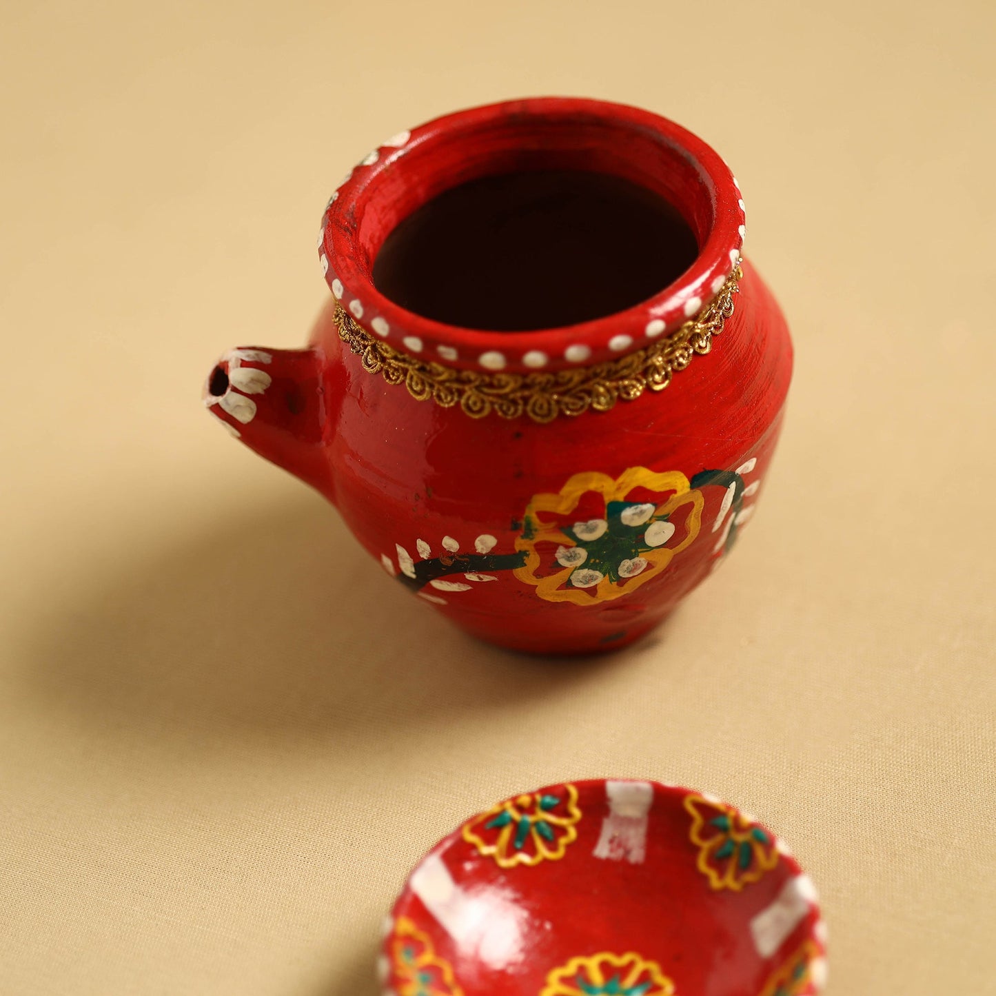  Traditional Handpainted Clay Karwa Chauth Pooja Kalash 