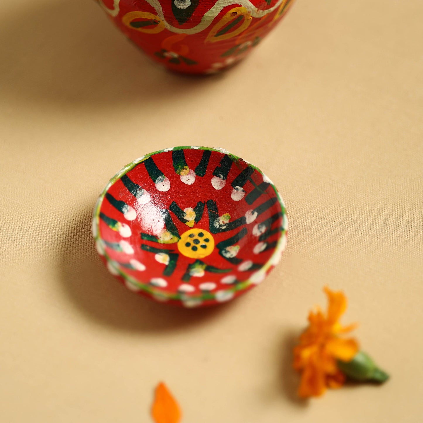  Traditional Handpainted Clay Karwa Chauth Pooja Kalash 