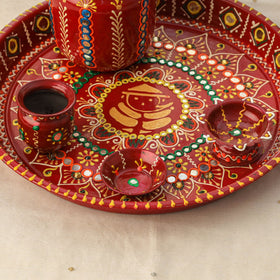 Traditional handpainted karwa chauth thali set 01