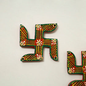 Traditional handpainted wooden swastik (pair) 21