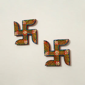 Traditional handpainted wooden swastik (pair) 24