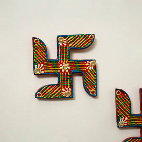 Traditional handpainted wooden swastik (pair) 24