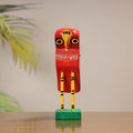 Traditional Red Owl Burdwan Wooden Handpainted Sculpture