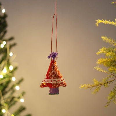 Tree - Handcrafted Kantha Stitch Stuffed Christmas Ornament