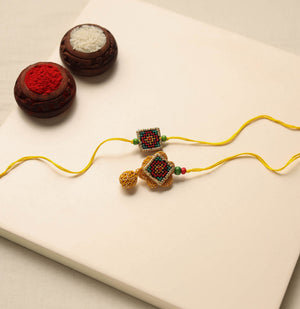 Tribal Hand Embroidered Rakhi & Lumba Set