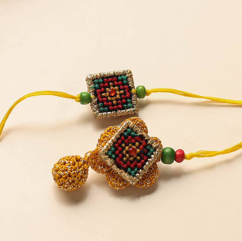 Tribal Hand Embroidered Rakhi & Lumba Set