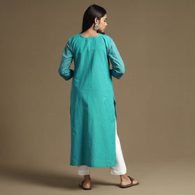Buy Plain Cotton Tagai Work Long Kurta Online at iTokri.com