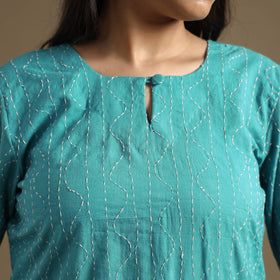 Buy Plain Cotton Tagai Work Long Kurta Online at iTokri.com