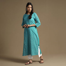 Buy Plain Cotton Tagai Work Long Kurta Online at iTokri.com